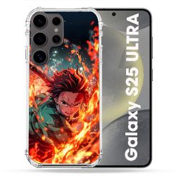 Coque Renforcée Pour Samsung Galaxy S25 ULTRA Manga Demon Slayer Tanjiro Feu
