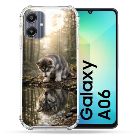Coque Renforcée Pour Samsung Galaxy A06 Animal Loup Reflet