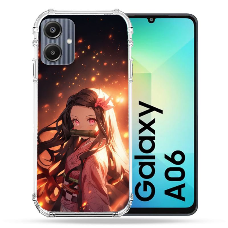 Coque Renforcée Pour Samsung Galaxy A06 Manga Demon Slayer Nezuko Rose