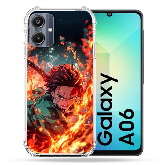 Coque Renforcée Pour Samsung Galaxy A06 Manga Demon Slayer Tanjiro Feu