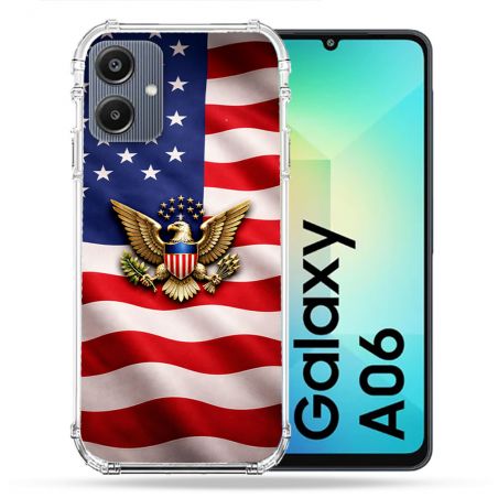 Coque Renforcée Pour Samsung Galaxy A06 Voyage Drapeau USA Etats Unis