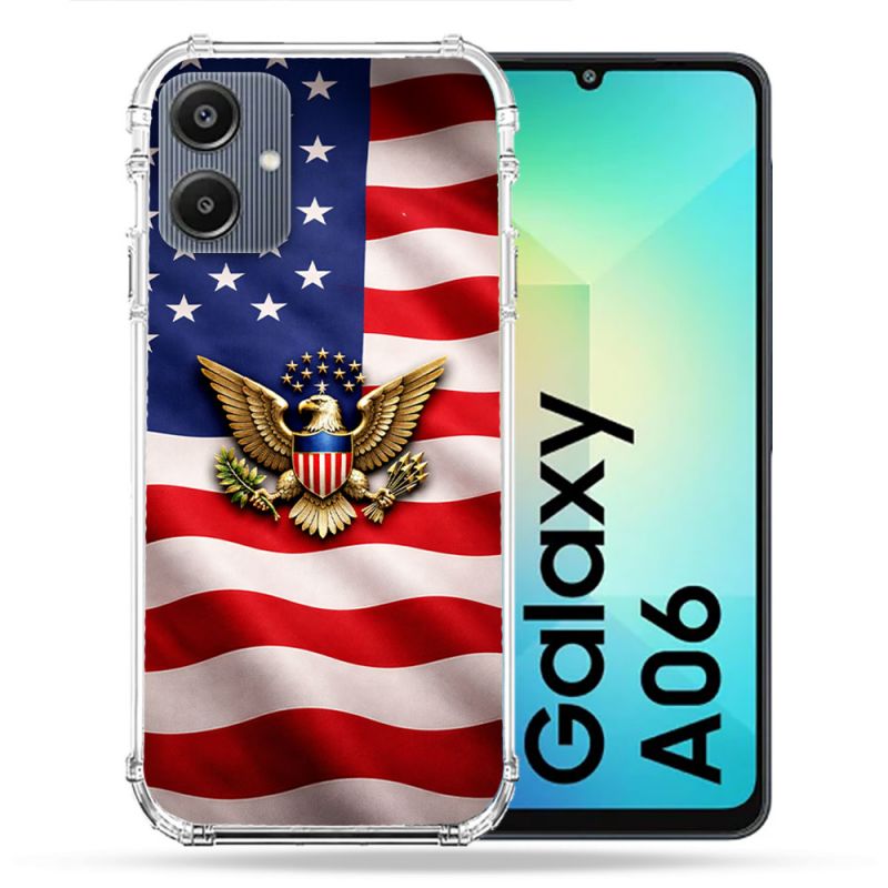 Coque Renforcée Pour Samsung Galaxy A06 Voyage Drapeau USA Etats Unis
