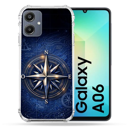 Coque Renforcée Pour Samsung Galaxy A06 Voyage Rose des Vents Marine