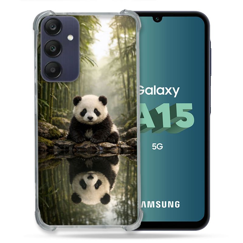 Coque Renforcée Pour Samsung Galaxy A15 4G / 5G Animal Panda Reflet