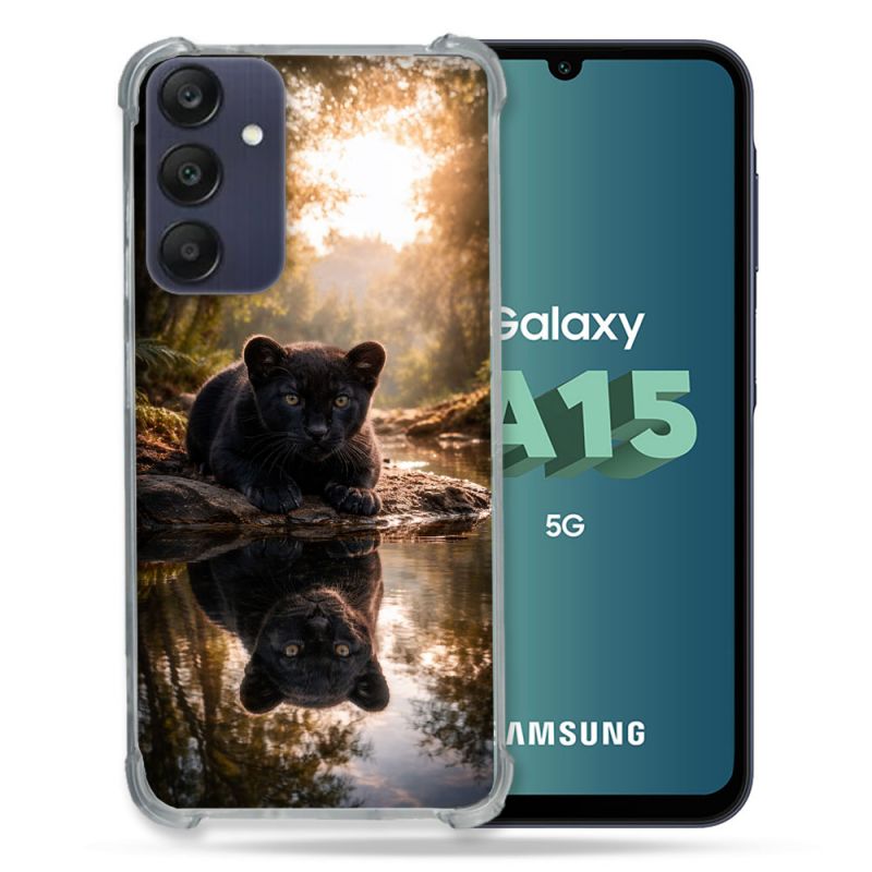 Coque Renforcée Pour Samsung Galaxy A15 4G / 5G Animal Panthère Reflet