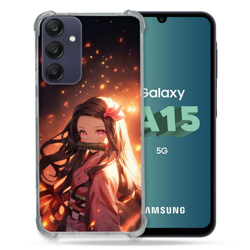 Coque Renforcée Pour Samsung Galaxy A15 4G / 5G Manga Demon Slayer Nezuko Rose