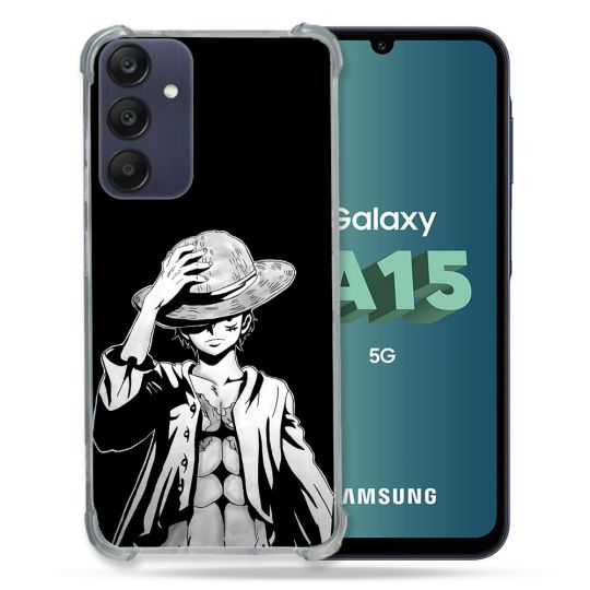 Coque Renforcée Pour Samsung Galaxy A15 4G / 5G Manga One Piece Luffy Noir