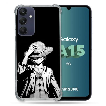 Coque Renforcée Pour Samsung Galaxy A15 4G / 5G Manga One Piece Luffy Noir