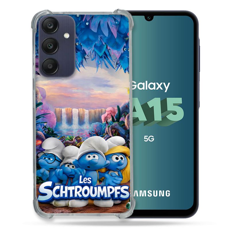 Coque Renforcée Pour Samsung Galaxy A15 4G / 5G Schtroumpfs Forêt