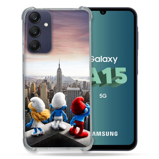Coque Renforcée Pour Samsung Galaxy A15 4G / 5G Schtroumpfs New York