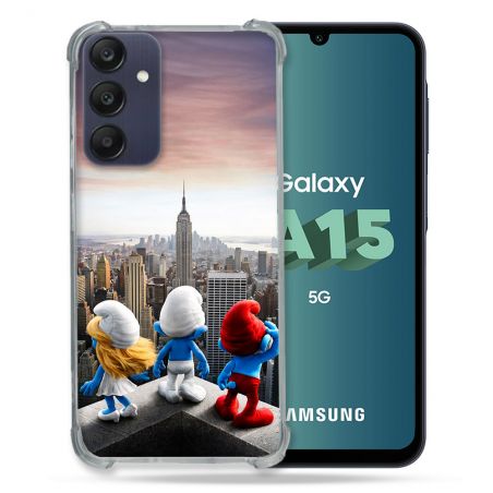 Coque Renforcée Pour Samsung Galaxy A15 4G / 5G Schtroumpfs New York