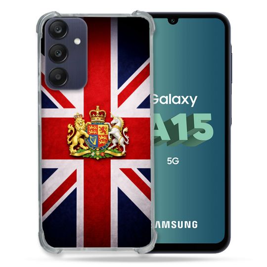 Coque Renforcée Pour Samsung Galaxy A15 4G / 5G Voyage Drapeau Grande Bretagne UK