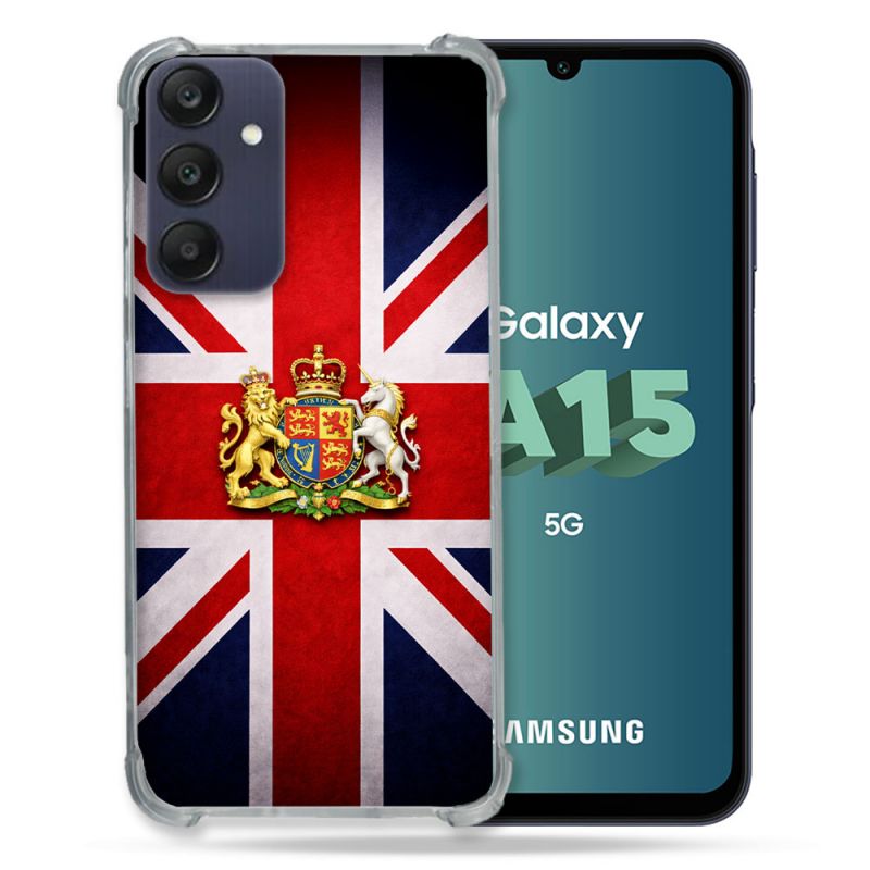 Coque Renforcée Pour Samsung Galaxy A15 4G / 5G Voyage Drapeau Grande Bretagne UK