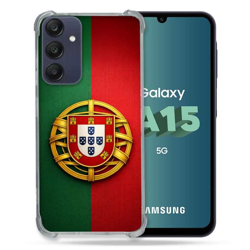 Coque Renforcée Pour Samsung Galaxy A15 4G / 5G Voyage Drapeau Portugal