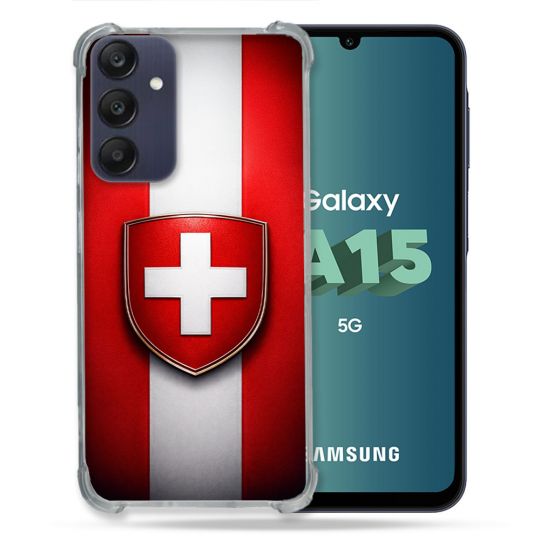 Coque Renforcée Pour Samsung Galaxy A15 4G / 5G Voyage Drapeau Suisse