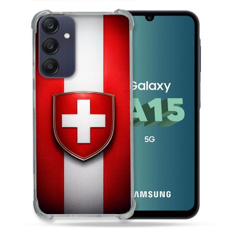 Coque Renforcée Pour Samsung Galaxy A15 4G / 5G Voyage Drapeau Suisse
