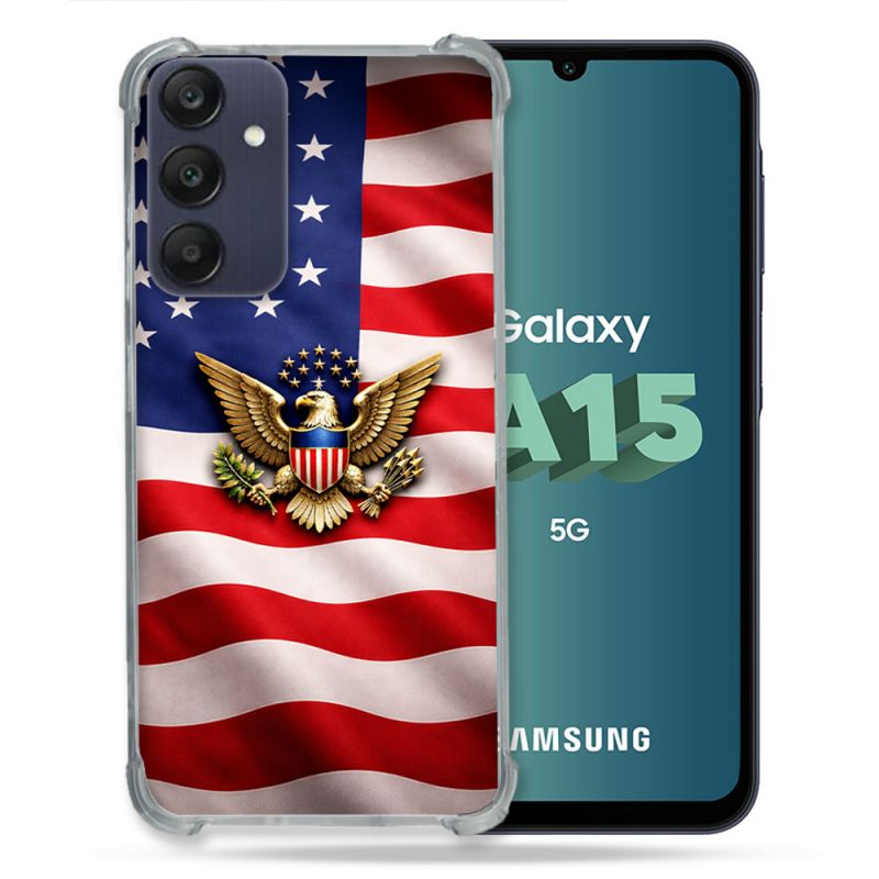 Coque Renforcée Pour Samsung Galaxy A15 4G / 5G Voyage Drapeau USA Etats Unis