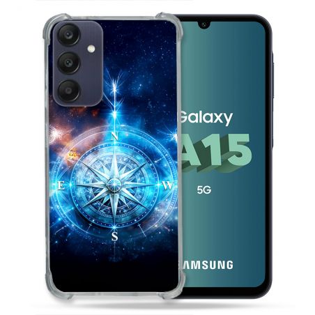 Coque Renforcée Pour Samsung Galaxy A15 4G / 5G Voyage Rose des Vents Stellaire