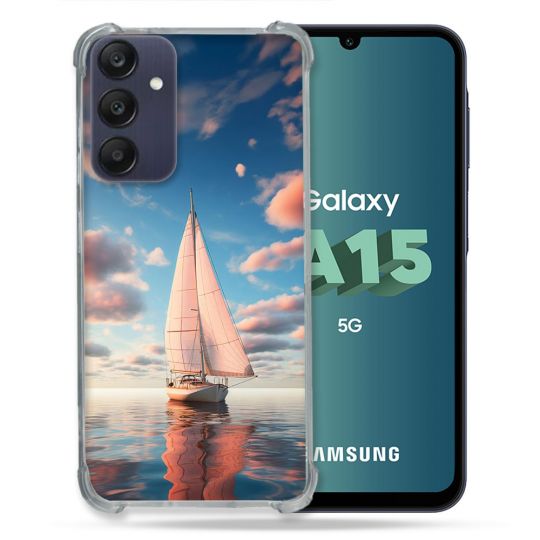 Coque Renforcée Pour Samsung Galaxy A15 4G / 5G Voyage Voilier Reflet