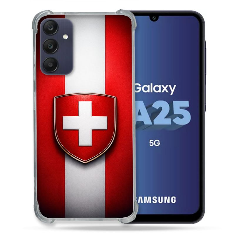 Coque Renforcée Pour Samsung Galaxy A25 5G Voyage Drapeau Suisse