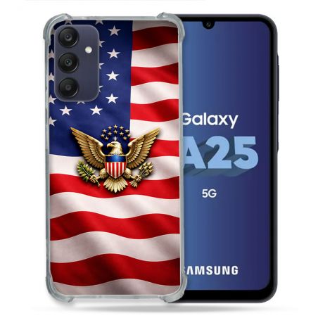 Coque Renforcée Pour Samsung Galaxy A25 5G Voyage Drapeau USA Etats Unis