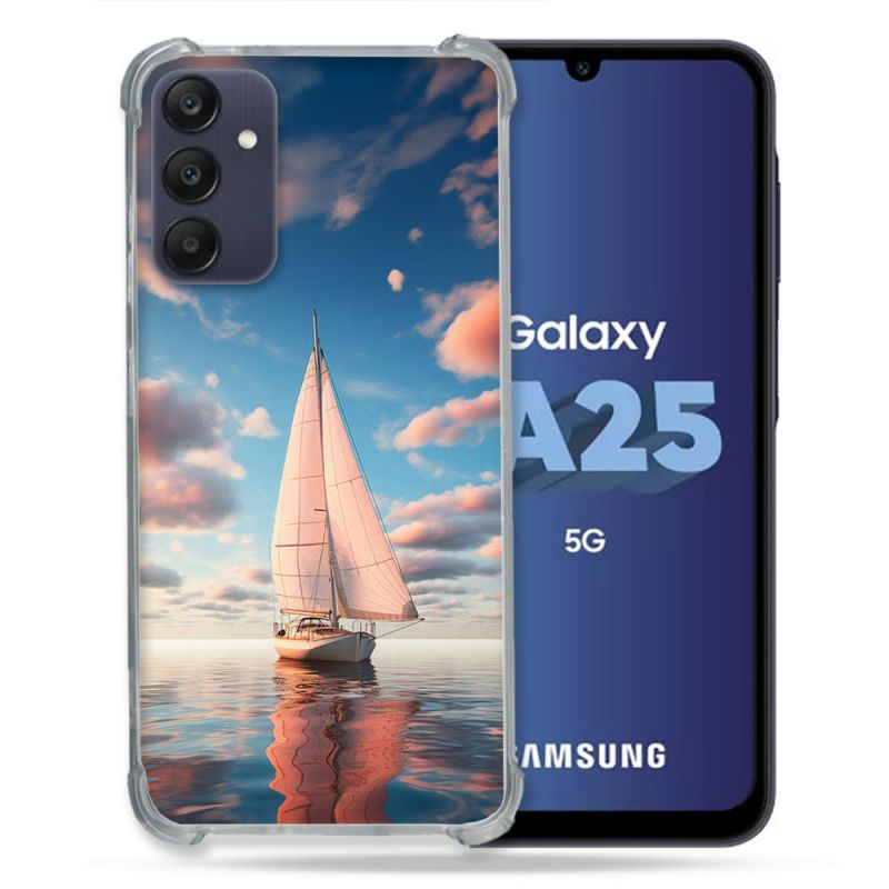 Coque Renforcée Pour Samsung Galaxy A25 5G Voyage Voilier Reflet