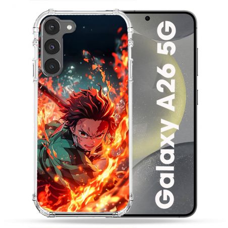 Coque Renforcée Pour Samsung Galaxy A26 5G Manga Demon Slayer Tanjiro Feu
