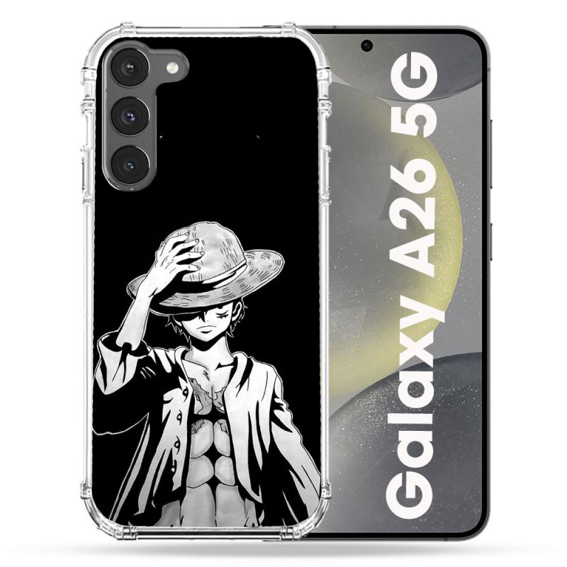 Coque Renforcée Pour Samsung Galaxy A26 5G Manga One Piece Luffy Noir
