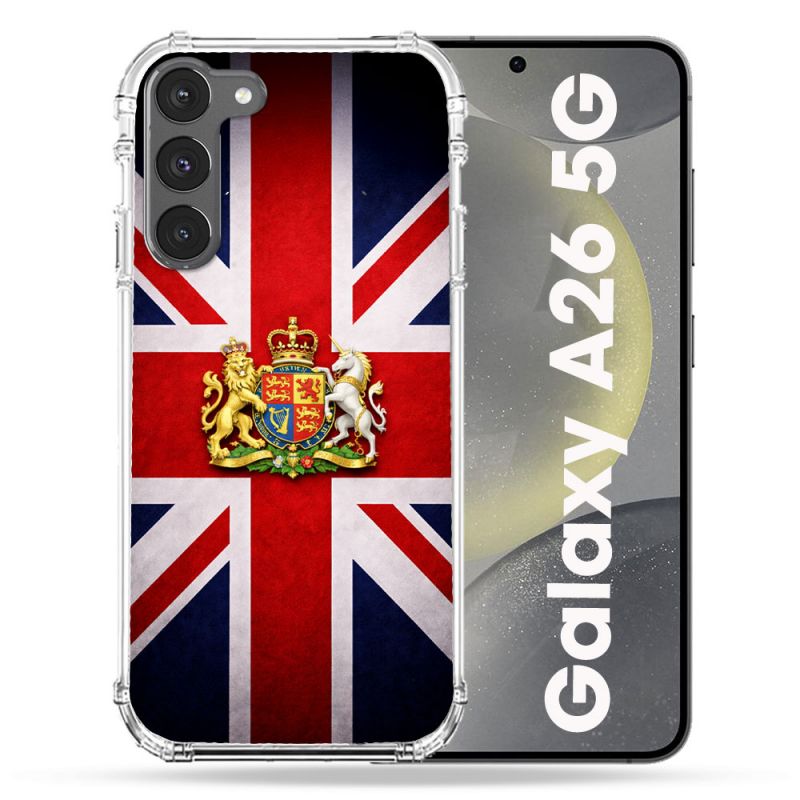 Coque Renforcée Pour Samsung Galaxy A26 5G Voyage Drapeau Grande Bretagne UK