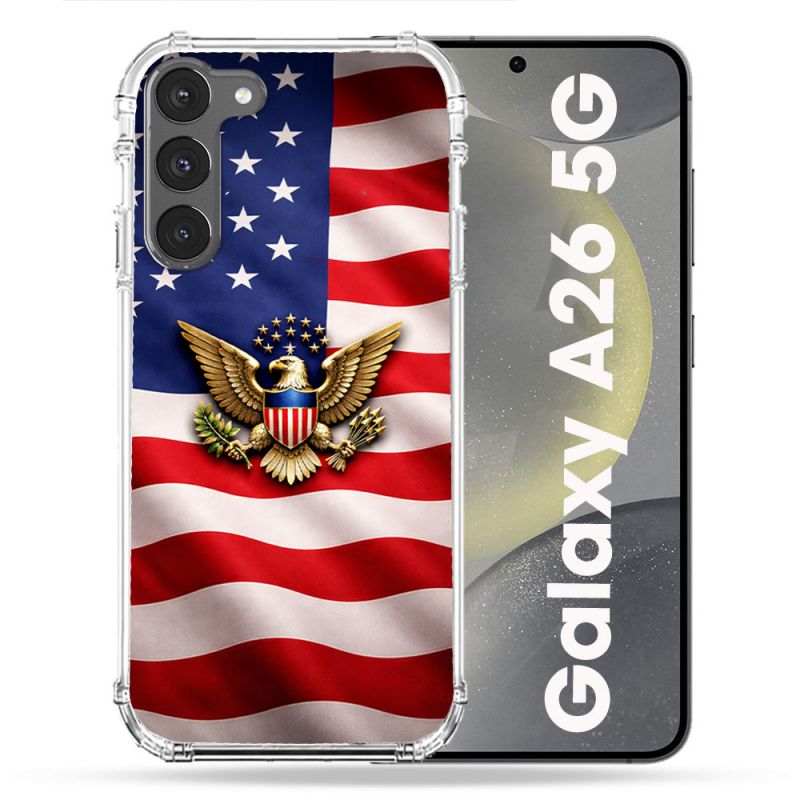Coque Renforcée Pour Samsung Galaxy A26 5G Voyage Drapeau USA Etats Unis