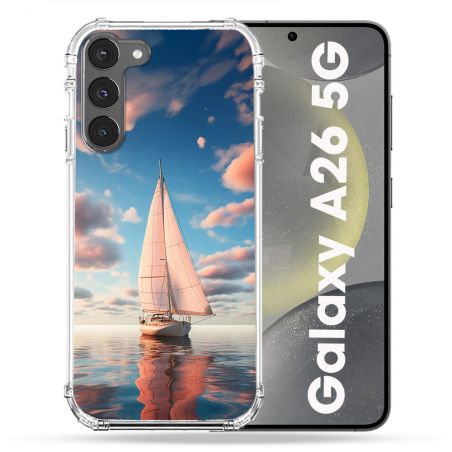 Coque Renforcée Pour Samsung Galaxy A26 5G Voyage Voilier Reflet