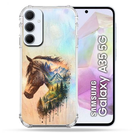Coque Renforcée Pour Samsung Galaxy A35 5G Animal Cheval Montagne