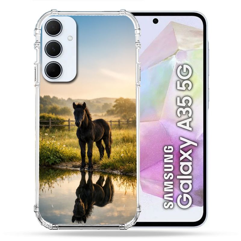 Coque Renforcée Pour Samsung Galaxy A35 5G Animal Cheval Reflet