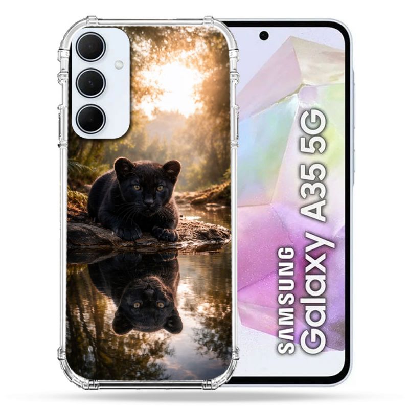 Coque Renforcée Pour Samsung Galaxy A35 5G Animal Panthère Reflet