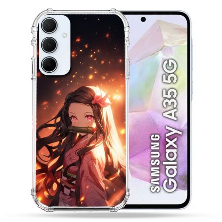 Coque Renforcée Pour Samsung Galaxy A35 5G Manga Demon Slayer Nezuko Rose