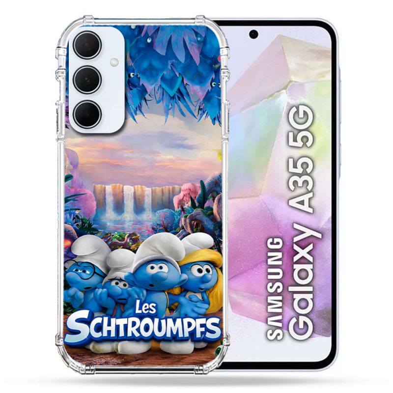 Coque Renforcée Pour Samsung Galaxy A35 5G Schtroumpfs Forêt