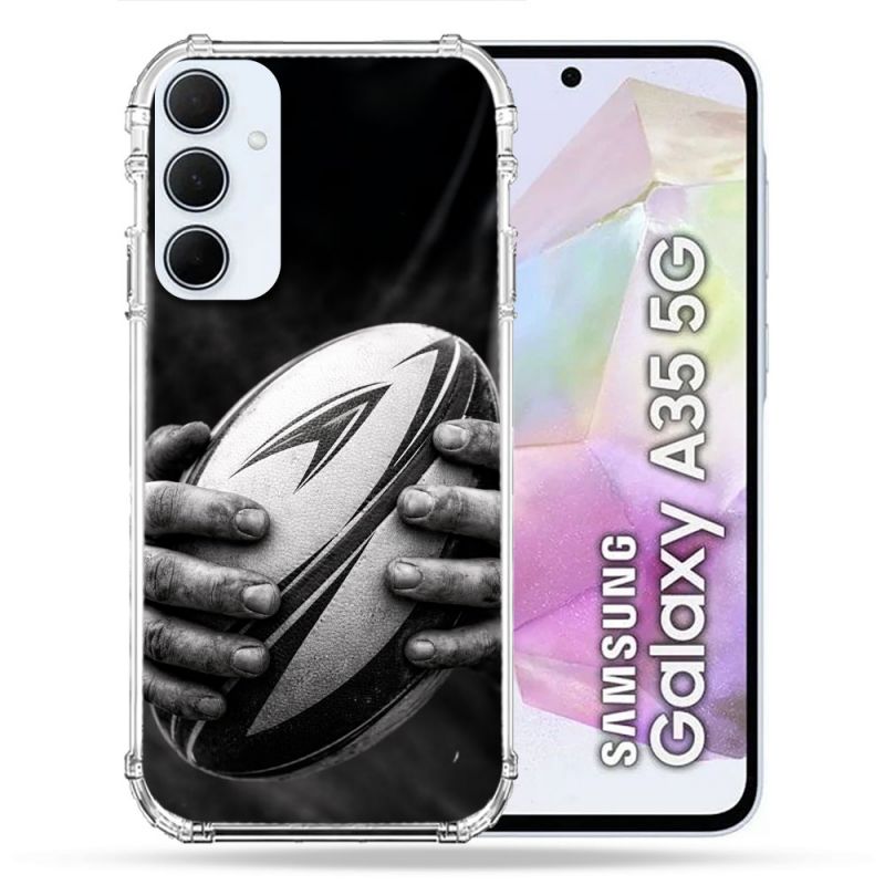 Coque Renforcée Pour Samsung Galaxy A35 5G Sport Rugby Ballon Moderne