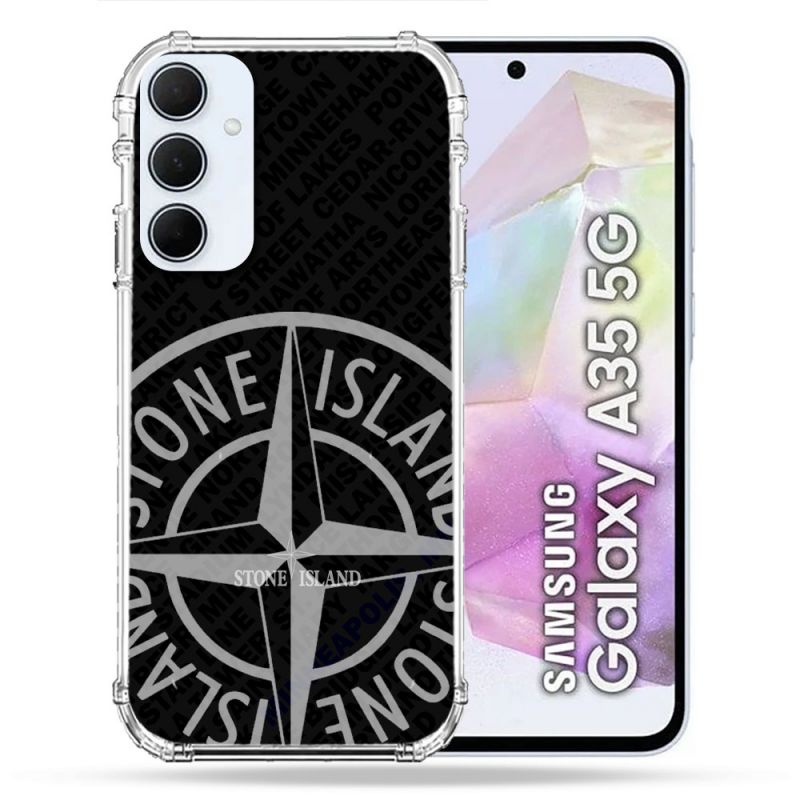 Coque Renforcée Pour Samsung Galaxy A35 5G Stone Island Gris