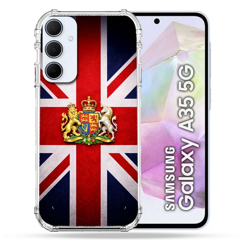 Coque Renforcée Pour Samsung Galaxy A35 5G Voyage Drapeau Grande Bretagne UK
