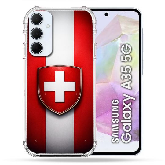Coque Renforcée Pour Samsung Galaxy A35 5G Voyage Drapeau Suisse