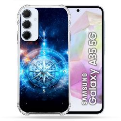 Coque Renforcée Pour Samsung Galaxy A35 5G Voyage Rose des Vents Stellaire