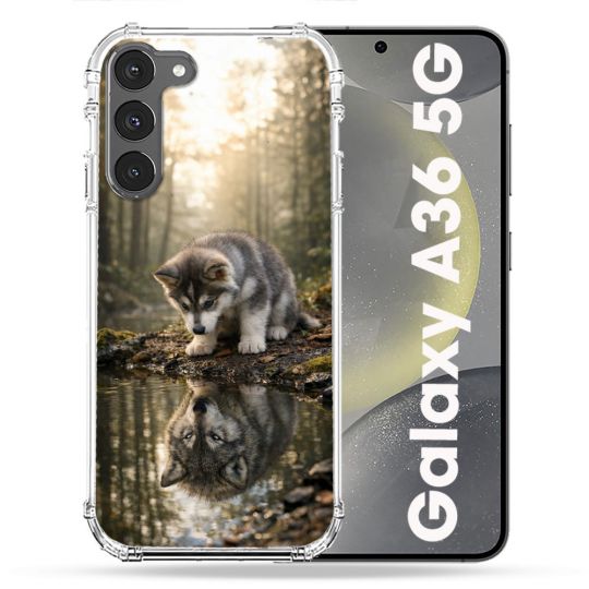 Coque Renforcée Pour Samsung Galaxy A36 5G Animal Loup Reflet