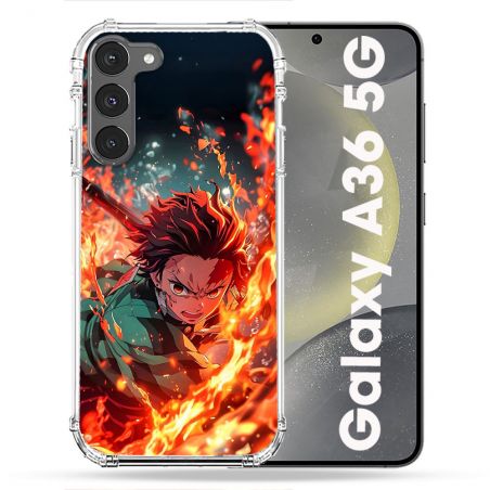 Coque Renforcée Pour Samsung Galaxy A36 5G Manga Demon Slayer Tanjiro Feu