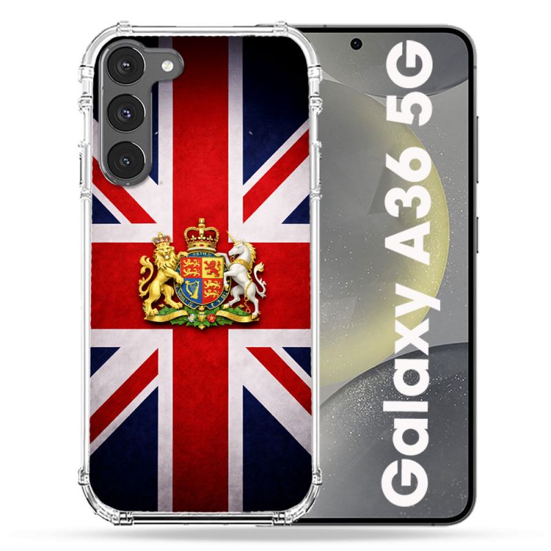 Coque Renforcée Pour Samsung Galaxy A36 5G Voyage Drapeau Grande Bretagne UK