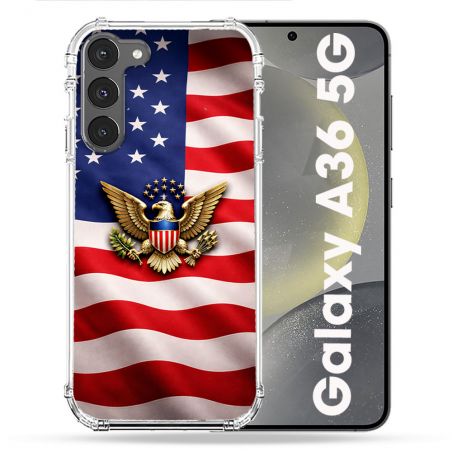 Coque Renforcée Pour Samsung Galaxy A36 5G Voyage Drapeau USA Etats Unis