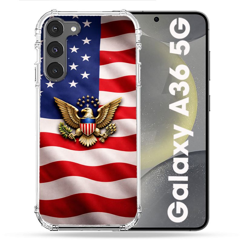 Coque Renforcée Pour Samsung Galaxy A36 5G Voyage Drapeau USA Etats Unis