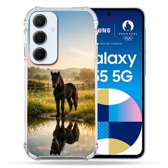 Coque Renforcée Pour Samsung Galaxy A55 5G Animal Cheval Reflet