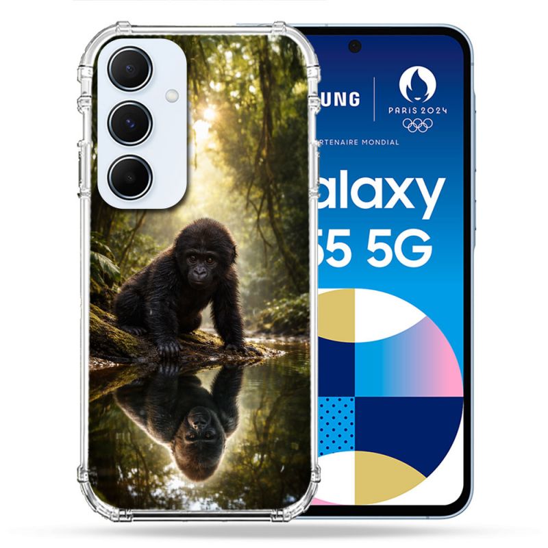 Coque Renforcée Pour Samsung Galaxy A55 5G Animal Gorille Reflet