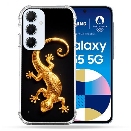 Coque Renforcée Pour Samsung Galaxy A55 5G Animal Lezard Noir 2026