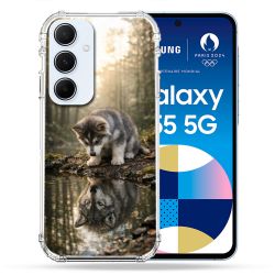 Coque Renforcée Pour Samsung Galaxy A55 5G Animal Loup Reflet